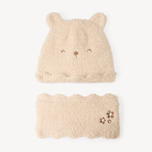 Ensemble bonnet et snood en sherpa bébé fille 