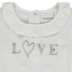 T-shirt manches longues en jersey avec pois en éponge pour bébé fille 