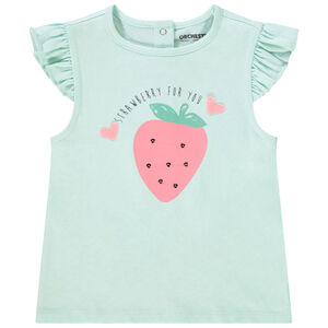 T-shirt manches courtes volantées en jersey avec print pour bébé fille 