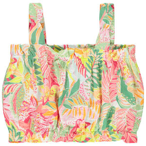 Top sans manches en voile imprimé tropique pour fille 