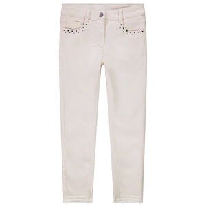 Jean slim uni en denim avec rivets décoratifs pour fille 