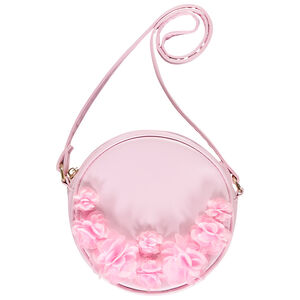 Sac en bandoulière simili cuir rose avec fleurs pour fille 