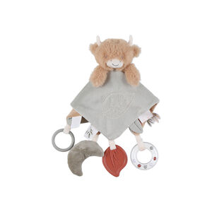 Doudou plat d'activités Fluffy la vache kaki/beige 