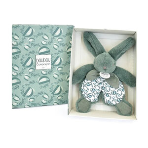 Doudou plat Lapin 18 cm vert sauge 