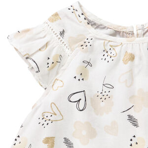 Top à manches courtes volantées en satin pour bébé fille 