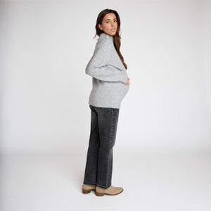Pull manches longues uni à col montant pour femme 