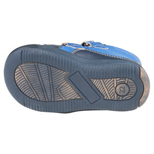 Bottillons aspect cuir à scratchs et empiècements contrastés 