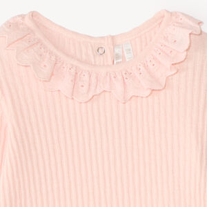 T-shirt manches longues bébé fille col volanté 