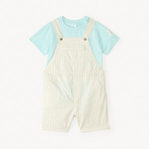 Ensemble salopette et t-shirt manches courtes uni pour bébé garçon 