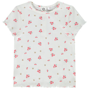T-shirt manches courtes effet côtelé fantaisie pour bébé fille 