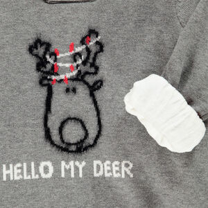 Pull de Noël ludique doublé velours motif renne pour bébé garçon 