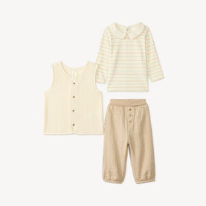 Ensemble long 3 pièces bébé garçon avec gilet sherpa 