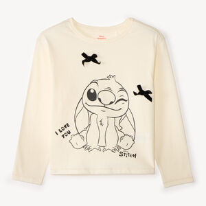 T-shirt fille manches longues print Stitch Disney 