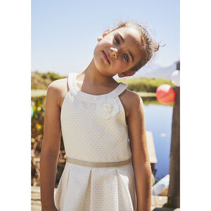 Robe de cérémonie ceinture dorée fille 