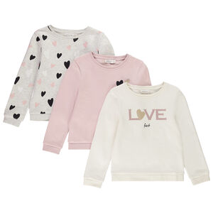 Lot de 3 sweats fantaisie en molleton gratté fille 