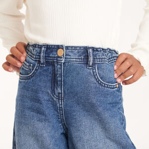 Jean large en denim bleu stone pour fille  