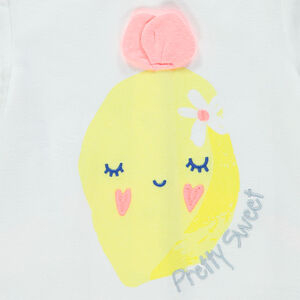 Dors-bien en coton print citron à détails reliéfés 