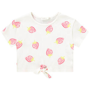 Crop top manches courtes imprimé fruits pour fille 