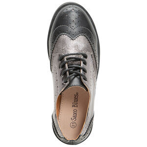 Derbies argentées avec jeux de textures et semelle compensée 