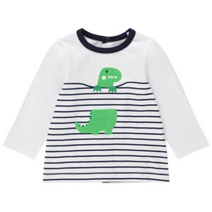 T-shirt manches longues à rayures avec dinosaures en relief 