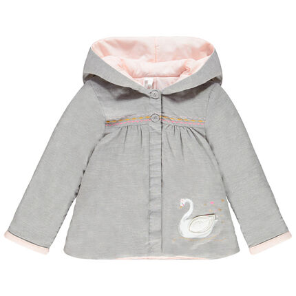 Veste A Capuche En Toile Motif Cygne Pour Bebe Fille Orchestra Fr