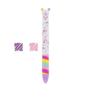 Stylo à bille 2 couleurs violet/rose Click&Clack licorne 