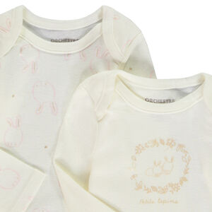Lot de 5 bodies manches longues motif lapin pour bébé fille 