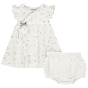 Ensemble de cérémonie robe imprimée + bloomer pour bébé fille 