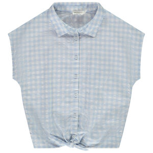 Chemise manches courtes à nouer imprimé vichy pour fille 