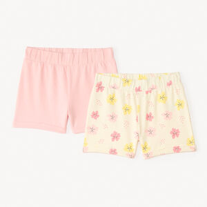 Lot de 2 shorts en jersey uni + imprimé fantaisie pour fille 