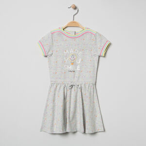 Robe manches courtes en maille imprimée all-over et Smiley Baby brodé 