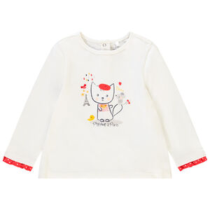 T-shirt manches longues à print chat pour bébé fille 