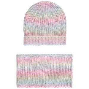 Ensemble bonnet + snood en tricot effet dégradé pour fille 
