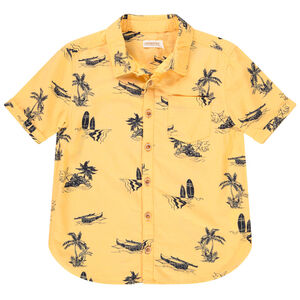 Chemise manches courtes imprimé surfs/palmiers/bateaux pour garçon 