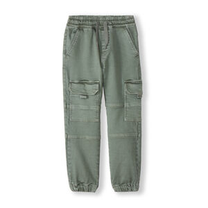 Jean jogger style cargo uni à poches pour garçon 