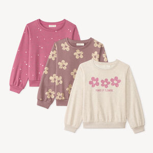 Lot 3 sweats molleton fille imprimé fantaisie 