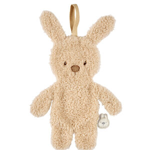 Doudou attache-sucette Lapin Teddy bouclette Beige 