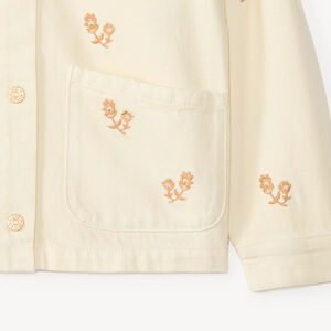Veste en jean fille à broderies fleuries 