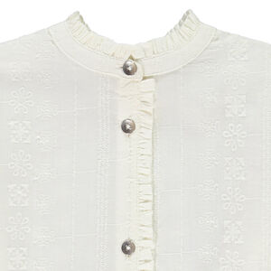Chemise brodée à manches longues bouffantes pour fille 
