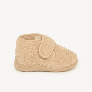 Chaussons bottillons bébé en bouclette à fermeture velcro 