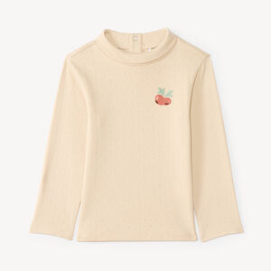 Sous-pull col chemise bébé fille broderie fruit 