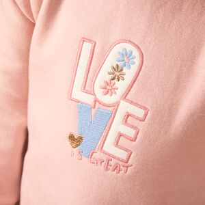 Robe uni en molleton avec patch brodé fantaisie pour bébé fille 