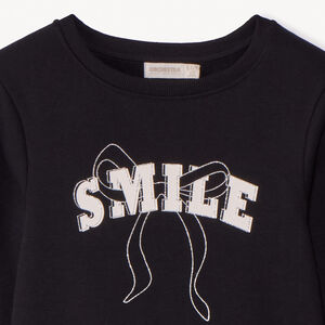 Sweat molleton uni à print pailleté pour fille 