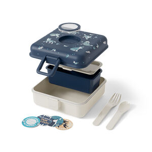Lunchbox personnalisable 850ml avec couverts Snacky wolf bleu 
