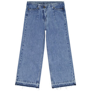 Jean large effet délavé à franges pour fille 