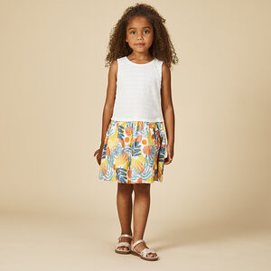 Robe sans manches effet 2 en 1 bi-matière pour fille 