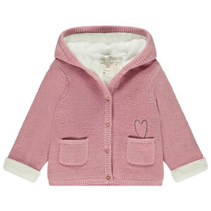 Veste à capuche en tricot avec broderie coeur pour bébé fille 