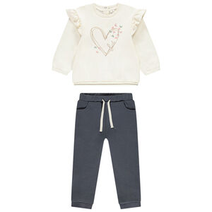 Ensemble jogging + sweat avec volants pour bébé fille 