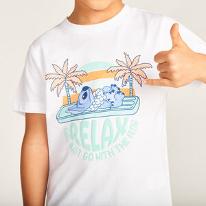 T-shirt manches courtes print en relief Stitch Disney pour garçon 
