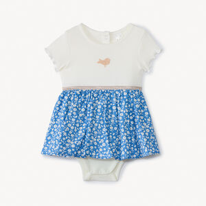 Robe body manches courtes effet 2 en 1 fleurie pour bébé fille 